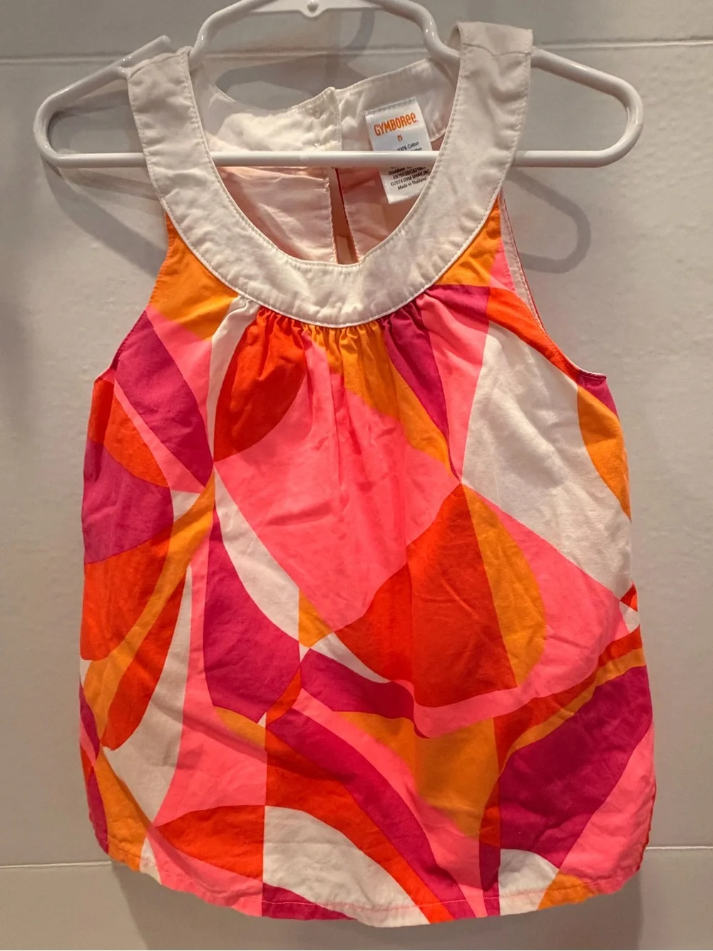 Gymboree Pink, Orange & White Colorblock Girls Tank Top